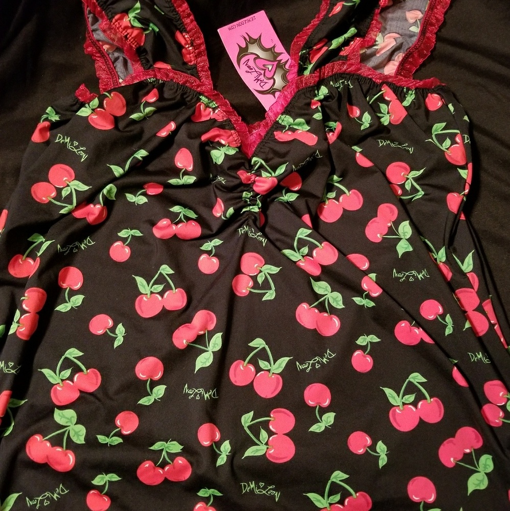Demi Loon cherry pin up blouse